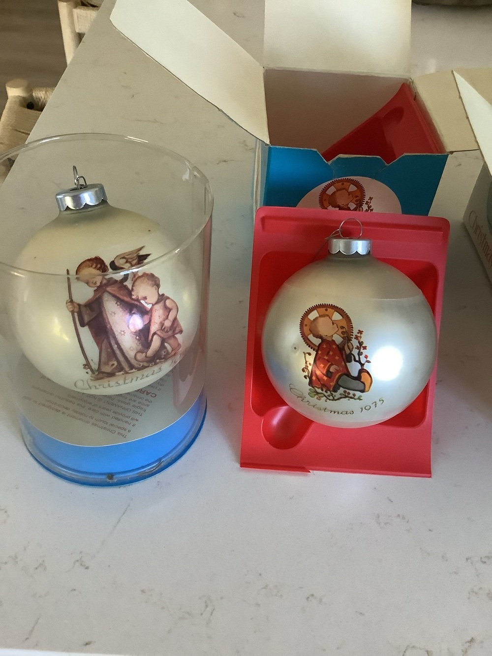 Hummel Pearl White Angel & Child Christmas Ornaments